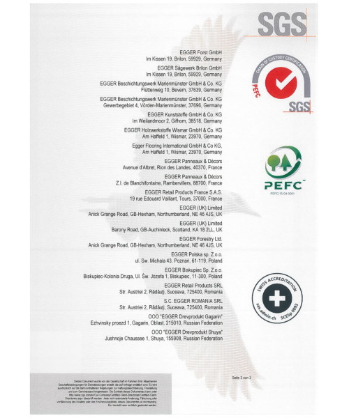 Сертификат  Egger