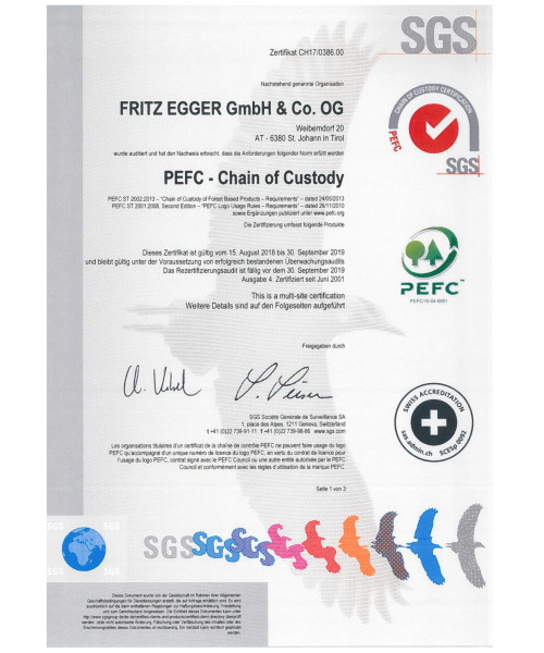 Сертификат  Egger