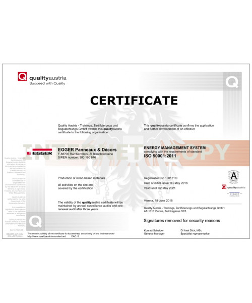 Сертификат  Egger