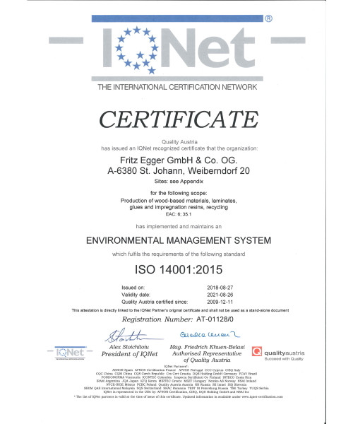 Сертификат  Egger