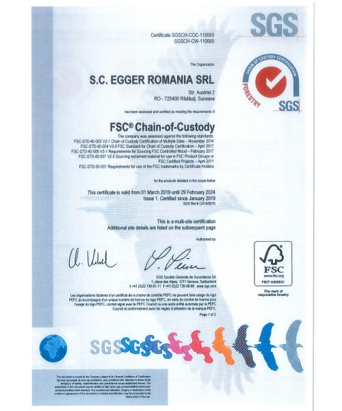 Сертификат  Egger