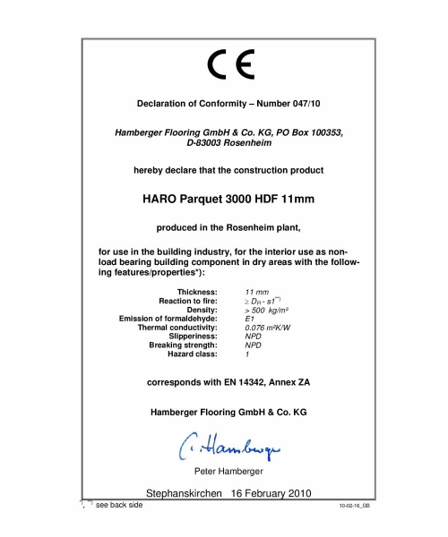 Сертификат  Haro