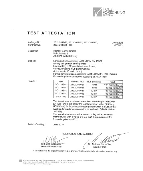 Сертификат  Kaindl