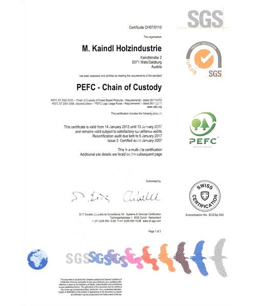 Сертификат  Kaindl