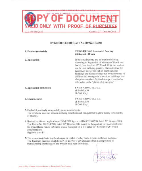 Сертификат Kronopol