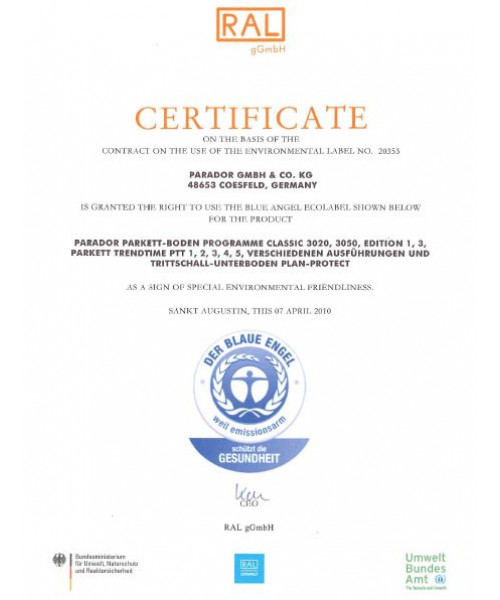 Сертификат Parador