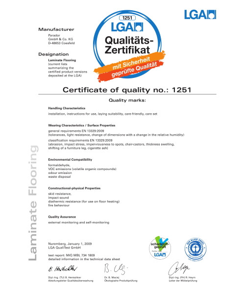 Сертификат Parador