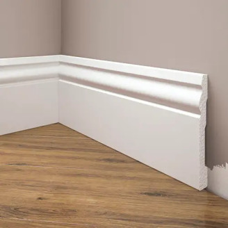 Плінтус дюрополімерний Cezar Elegance LPC-08 білий матовий | W-LS-LPC-08-101-200