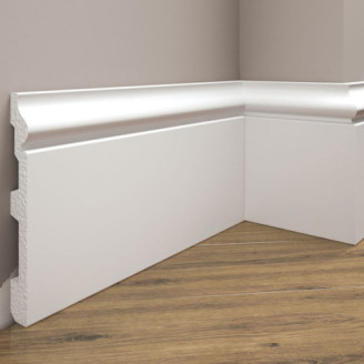 Плінтус дюрополімерний Cezar Elegance LPC-22 білий матовий | W-LS-LPC-22-101-200