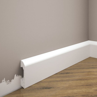 Плінтус дюрополімерний Cezar Elegance LPC-04 білий матовий | W-LS-LPC-04-101-200