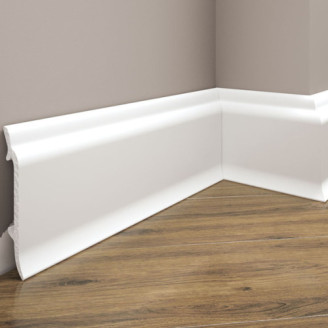 Плінтус дюрополімерний Cezar Elegance LPC-16 білий матовий | W-LS-LPC-16-101-244